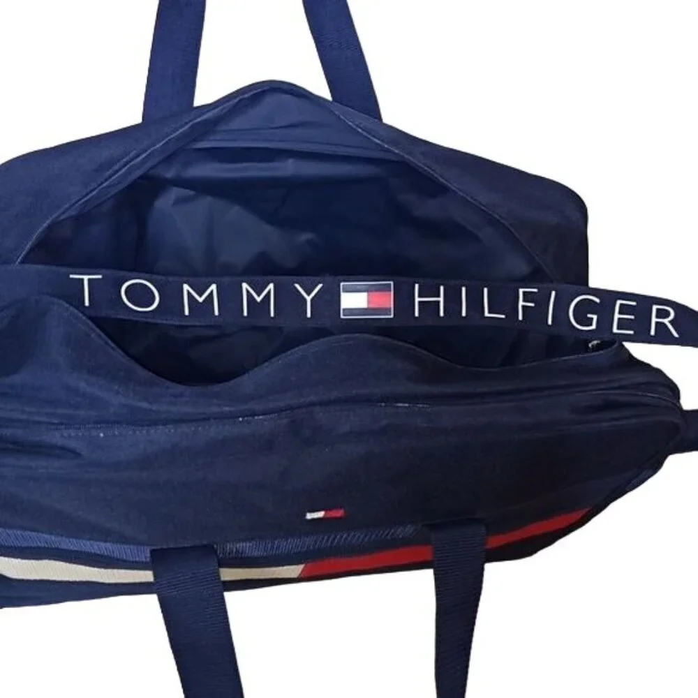 Vintage Tommy Hilfiger Weekender Bag Duffle Full Zip Carry On Bag